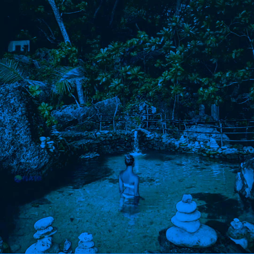 Scenic view of Tambeling Beach and Forest in Nusa Penida with lush greenery and crystal-clear natural pools